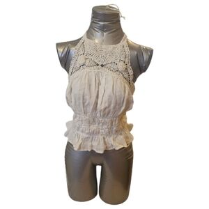 White Free People Women's Ellie Crochet Top
